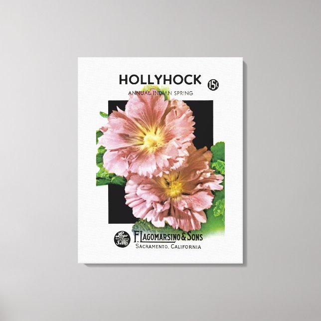 Impressão Em Tela Pacote de Semente Hollyhock Vintage (Frente)