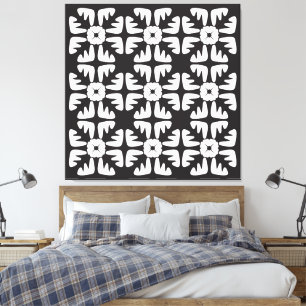 Impressão Em Tela Padrão Abstrato Preto e Branco Elegante