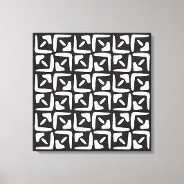 Impressão Em Tela Padrão Abstrato Preto e Branco Elegante