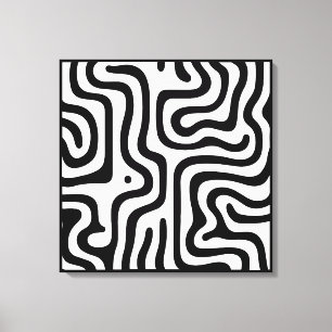 Impressão Em Tela Padrão Abstrato Preto e Branco Elegante