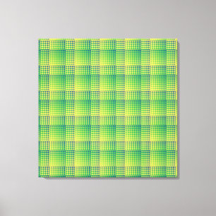Impressão Em Tela Padrão Abstrato Xadrez Verde Azul