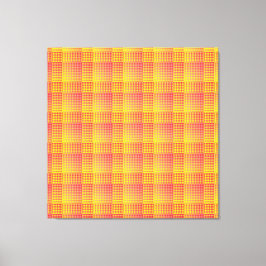 Impressão Em Tela Padrão Abstrato Xadrez Vermelho Amarelo
