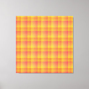 Impressão Em Tela Padrão Abstrato Xadrez Vermelho Amarelo