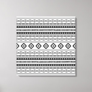 Impressão Em Tela Padrão Aztec Black on White Mixed Motifs