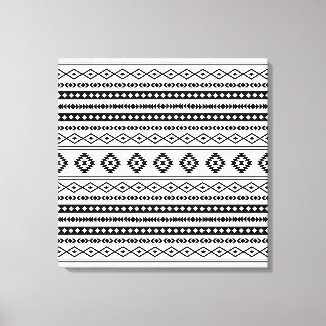 Impressão Em Tela Padrão Aztec Black on White Mixed Motifs (Frente)