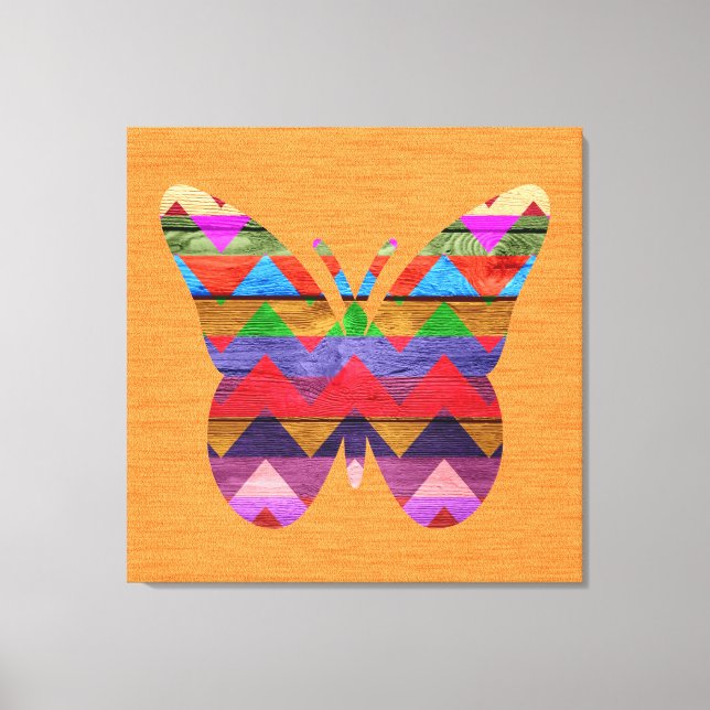 Impressão Em Tela Padrão Chevron Butterfly (Frente)