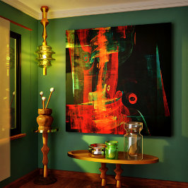 Impressão Em Tela Padrão de Abstrato de Arte Moderno Vermelho Azul-L