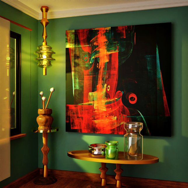 Impressão Em Tela Padrão de Abstrato de Arte Moderno Vermelho Azul-L (Water Orange Red Blue Modern Abstract Art Pattern Canvas Print)