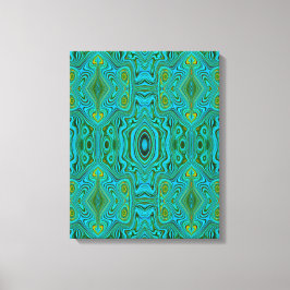 Impressão Em Tela Padrão de Abstrato do Trippy Retro Turquoise Chart