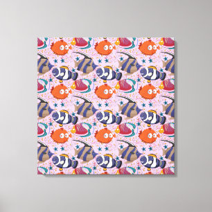 Impressão Em Tela Padrão de animais aquáticos   vida submarina do 