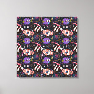 Impressão Em Tela Padrão de animais aquáticos   vida submarina do 