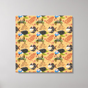 Impressão Em Tela Padrão de animais aquáticos   vida submarina do 