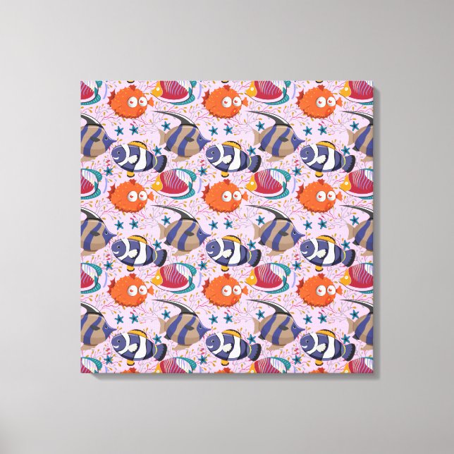 Impressão Em Tela Padrão de animais aquáticos | vida submarina do oc (Frente)