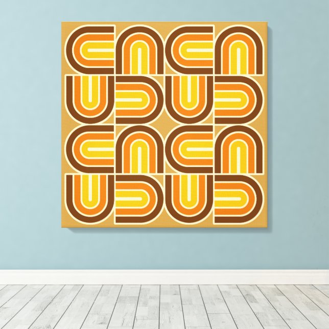 Impressão Em Tela Padrão de Arca Geométrica do Estilo 70s (Insitu(piso de madeira))