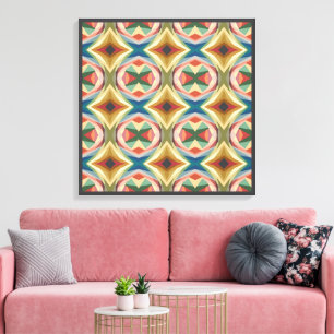 Impressão Em Tela Padrão de Bloco de Cor Geométrico da Arte Pop Retr