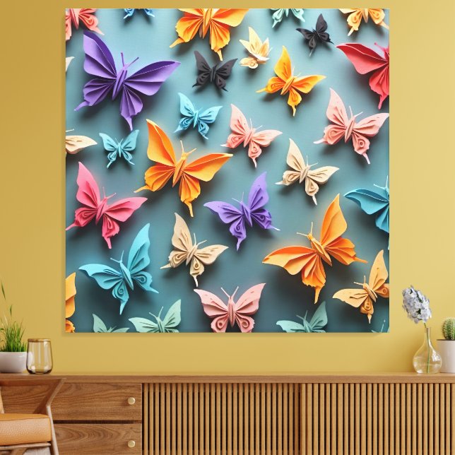 Impressão Em Tela Padrão de Borboleta Origami (Insitu(Sala de estar))