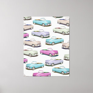 Impressão Em Tela Padrão de carros clássicos vintage fofos
