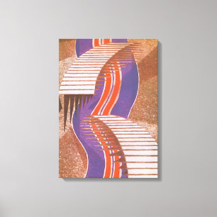 Impressão Em Tela Padrão de Degrau de Escada Pochoir de Jazz Art Déc