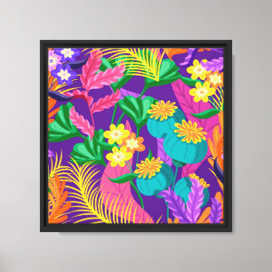 Impressão Em Tela Padrão de design floral exótico colorido