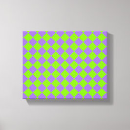 Impressão Em Tela Padrão de Diamante do Verificador Verde Roxo