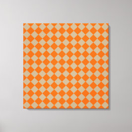 Impressão Em Tela Padrão de Diamante Xadrez Bege Laranja