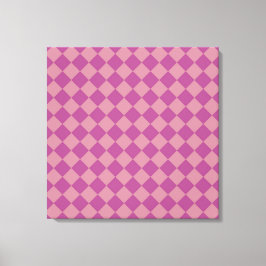 Impressão Em Tela Padrão de Diamante Xadrez Rosa Roxo