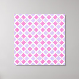 Impressão Em Tela Padrão de Diamante Xadrez Rosa Roxo