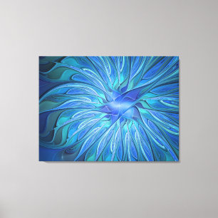 Impressão Em Tela Padrão de fantasia de flores azuis, arte frontal A