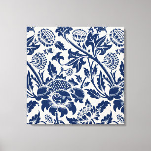 Impressão Em Tela Padrão de Flor Azul Vintage