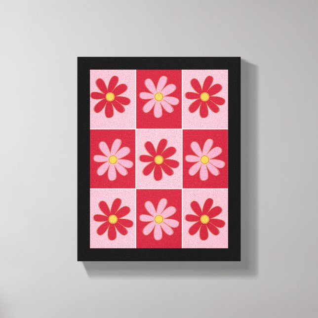 Impressão Em Tela Padrão de Flor Retro Margarida  (Frente)