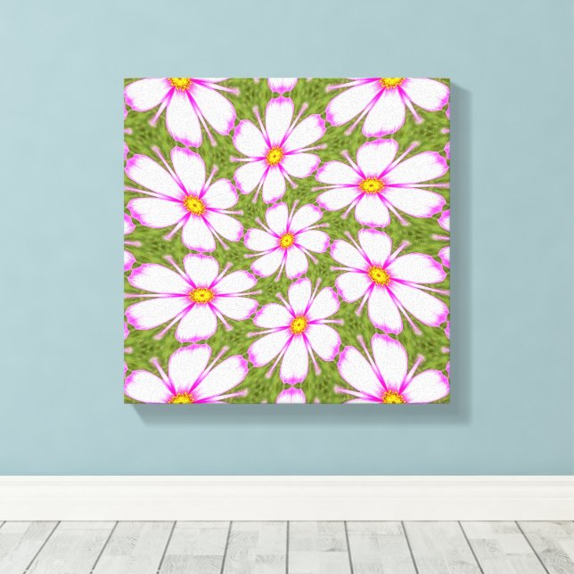 Impressão Em Tela Padrão de Flores do Cosmos (Insitu(piso de madeira))