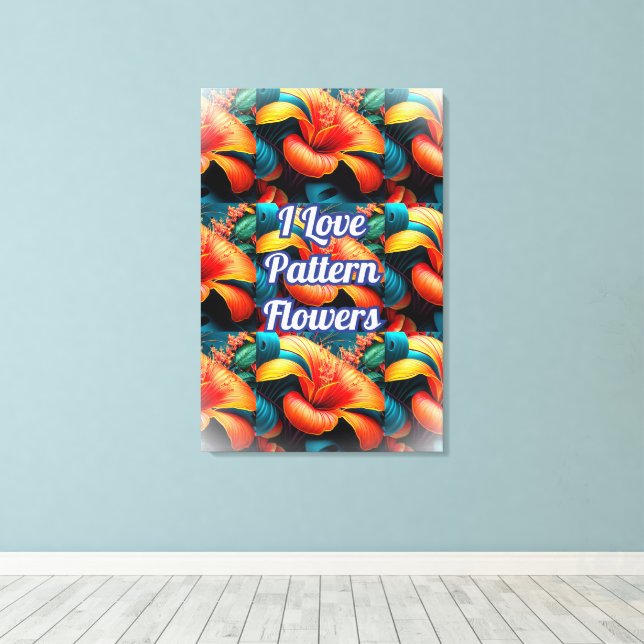 Impressão Em Tela Padrão de Flores Rosa Salmão (Insitu(piso de madeira))