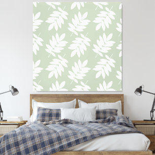 Impressão Em Tela Padrão de Folha de Idoso Branco+Verde