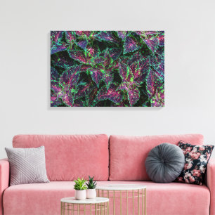 Impressão Em Tela Padrão de Folhas Vibrantes de Coleus.