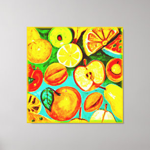 Impressão Em Tela Padrão de Fruta Whimsical. Comprar Agora