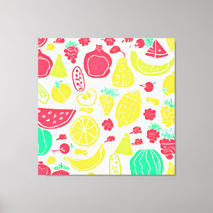 Impressão Em Tela Padrão de Frutas Coloridas Vibrantes