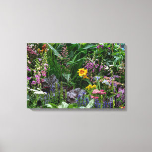 Impressão Em Tela Padrão de Fundo de Flores Vibrantes de Jardim de V