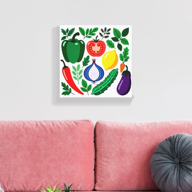 Impressão Em Tela padrão de legumes (Insitu(Sala de estar))