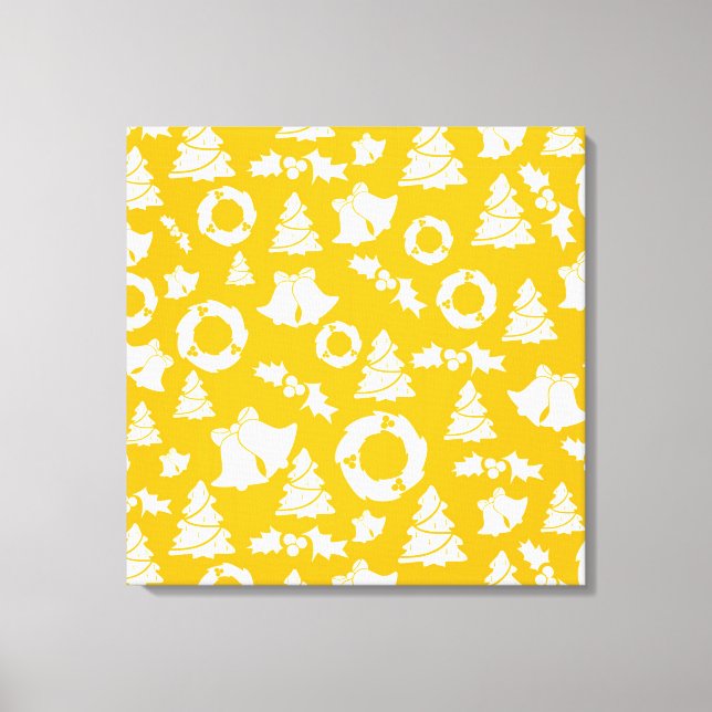 Impressão Em Tela Padrão de Natal Amarelo (Frente)