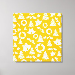 Impressão Em Tela Padrão de Natal Amarelo