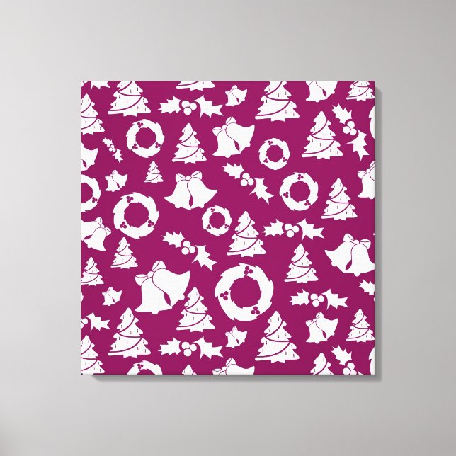 Impressão Em Tela Padrão de Natal Roxo (Frente)