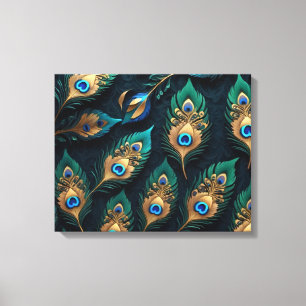 Impressão Em Tela Padrão de Penas de Peacock de Corte de Papeira