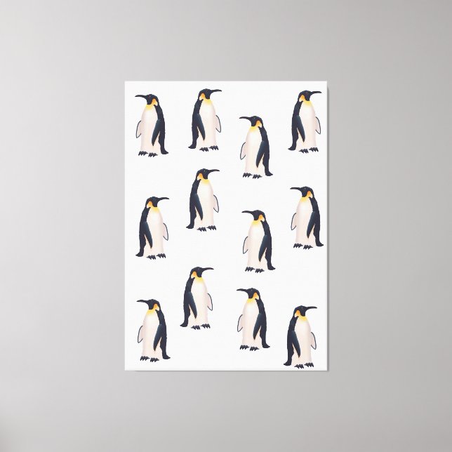 Impressão Em Tela Padrão de Pinguins Fofos (Frente)