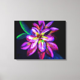 Impressão Em Tela Padrão de pintura de flor roxa sobre preto