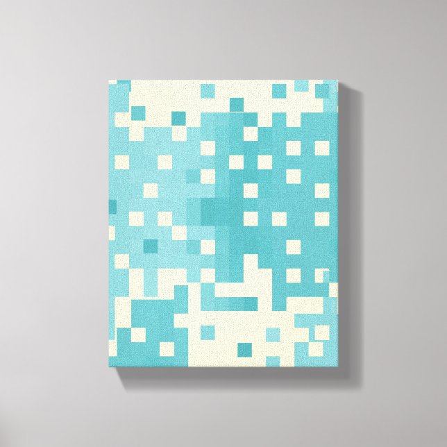 Impressão Em Tela Padrão de Pixel Azul e Ciano (Frente)