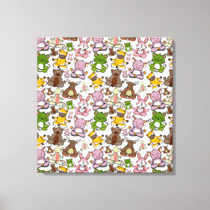 Impressão Em Tela Padrão de poses de ioga   Padrão sem costura de io