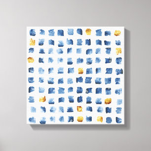 Impressão Em Tela Padrão de Quadrados Geométricos Dourados de Indi