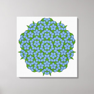 Impressão Em Tela Padrão de Rhombus Penrose Verde e Azul