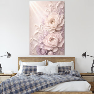 Impressão Em Tela Padrão de Rosa Embutida Lavanda Elegante