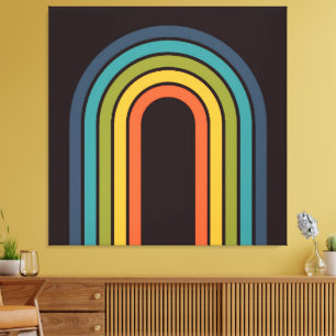 Impressão Em Tela Padrão de Teal Laranja Marrom dos anos 70 Personal